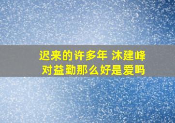 迟来的许多年 沐建峰 对益勤那么好是爱吗